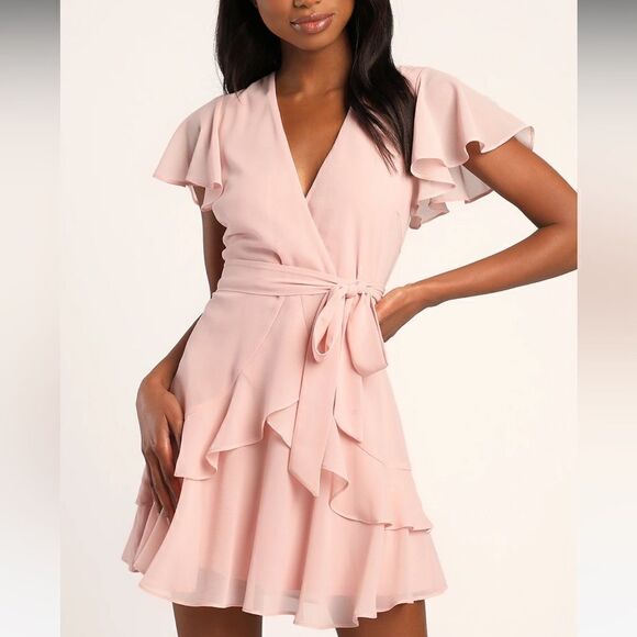 Lulus Sweet Like You Blush Ruffled Mini Dress - Picture 1 of 13